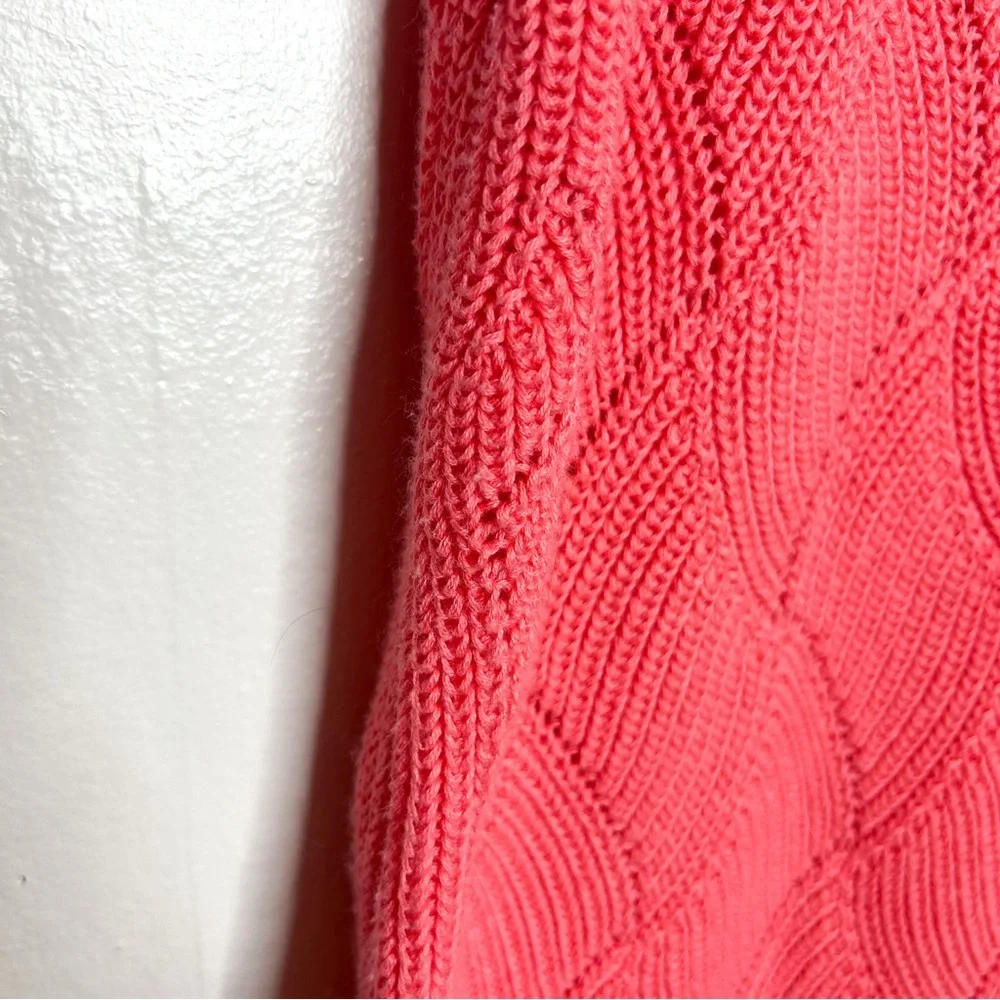 Charter Club Womens Cotton Blend‎ Pink Coral Open Knit Sweater Small S